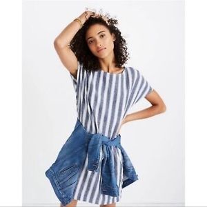 Madewell Stripe Play Button Back Dress size S